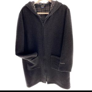 Woolrich Hooded Virgin Wool Gray Coat  L